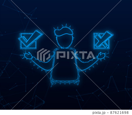 Man choosing between two options yes and no plexus icon. Vector stock illustration 87621698
