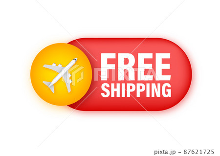 Airplane with label free shipping, E-Commerce, Air Craft. Vector stock illustration. Airplane with label free shipping, E-Commerce, Air Craft. Vector stock illustration. 87621725