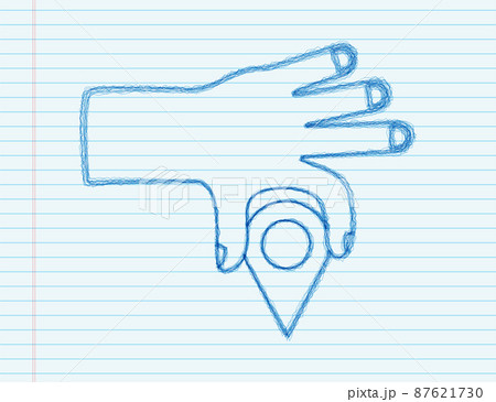 Map pointer in hand sketch style icon on red background. Vactor stock illustration 87621730