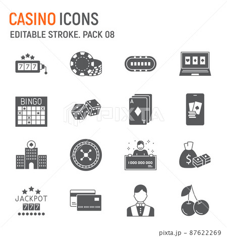 Casino glyph icon set 87622269