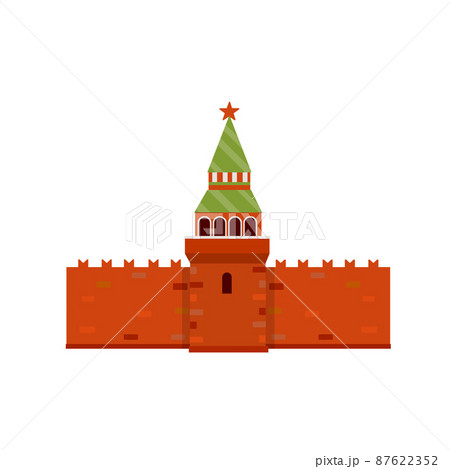 Residence of the Russian President on red square. Cartoon flat illustration. 87622352