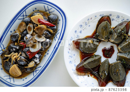 中華料理前菜ピータンとしじみ醤油漬け 87623398
