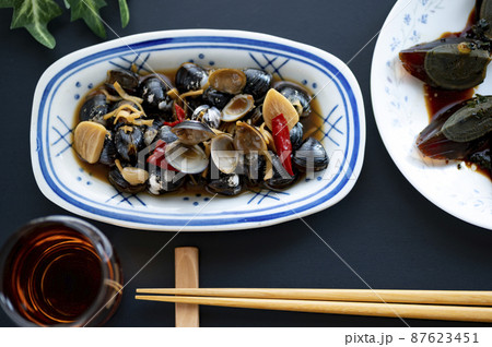 中華料理前菜ピータンとしじみの醤油漬け 87623451