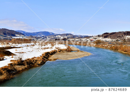 上今井橋/千曲川より下流/中野市豊田支所方面を望む(長野県中野市)【2022.3】 上今井橋/千曲川より下流/中野市豊田支所方面を望む(長野県中野市)【2022.3】 87624689