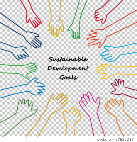 17-color hand CMYK simple line drawing of SDGs image 87625217
