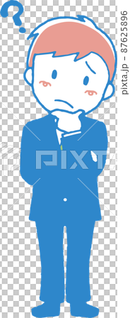 一個穿著西裝的年輕人帶著疑問的插圖 一個穿著西裝的年輕人帶著疑問的插圖 87625896