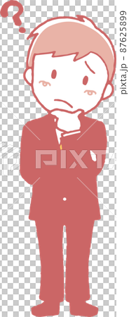 一個穿著西裝的年輕人帶著疑問的插圖 87625899