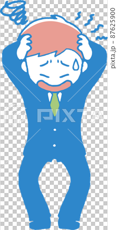 一個穿著憂心忡忡的西裝的年輕人的插圖 一個穿著憂心忡忡的西裝的年輕人的插圖 87625900