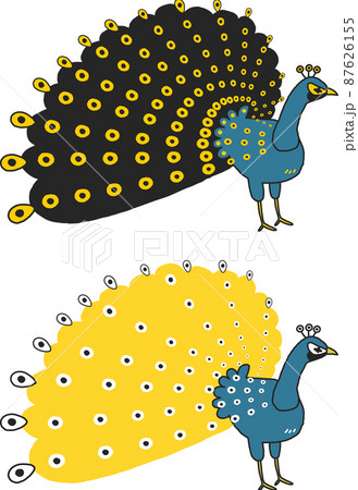 Vivid peacock set illustration material - Stock Illustration [87626155] -  PIXTA