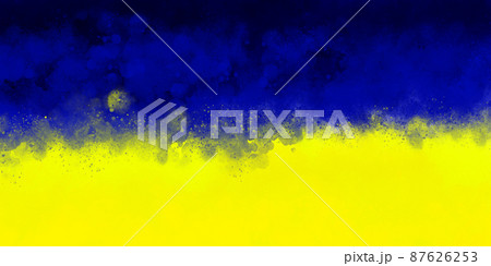 水彩の飛沫で描いた手書きのウクライナ国旗 87626253