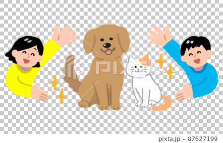 Dog and cat whole body and young male female upper body (hand-painted color) Dog and cat whole body and young male female upper body (hand-painted color) 87627199