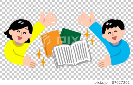 Men and women introducing books (hand-painted colors) 87627201