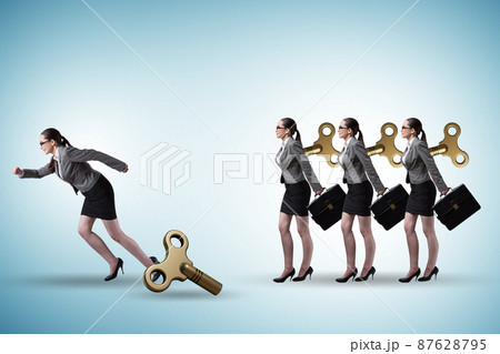 Concept of businesswoman escaping from office routine Concept of businesswoman escaping from office routine 87628795