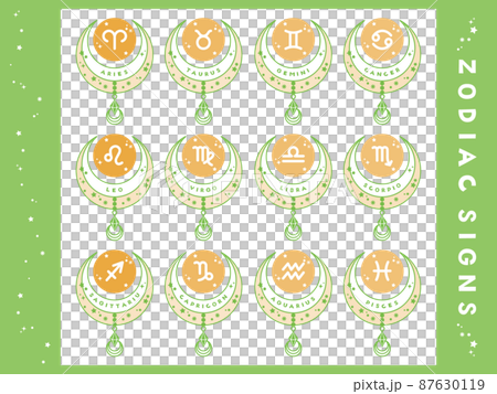 Horoscope horoscope glitter jewelry motif Zodiac sign green x orange 87630119