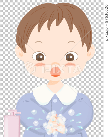 幼児：手を洗う男の子 87630520