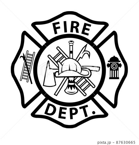 fireman emblem sign on white background 87630665