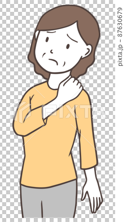 Middle-aged woman with stiff shoulders, Japanese Middle-aged woman with stiff shoulders, Japanese 87630679