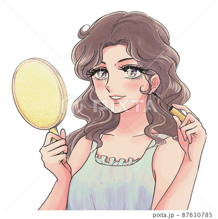 少女漫画風のアイメイクする女性のイラスト 少女漫画風のアイメイクする女性のイラスト 87630785