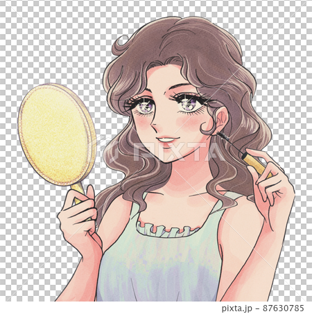 一個女人用少女漫畫風格做眼妝的插圖 一個女人用少女漫畫風格做眼妝的插圖 87630785