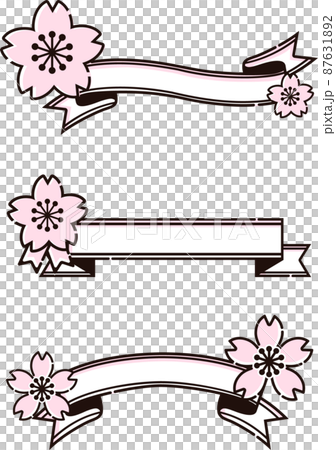 Sakura Ribon Ribbon Tape Frame Fancy Flower Spring Ornament Cute Illustration Set Sakura Ribon Ribbon Tape Frame Fancy Flower Spring Ornament Cute Illustration Set 87631892