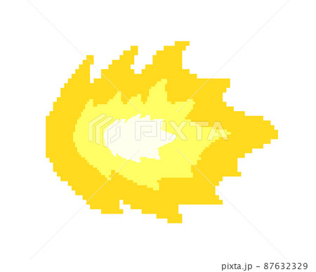 ドット絵の炎のボールエフェクト 黄色 のイラスト素材