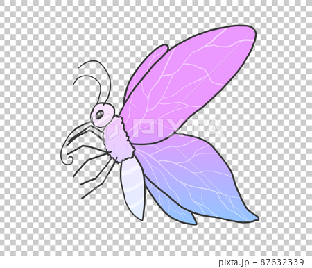ピンク色の綺麗な蝶のイラスト素材