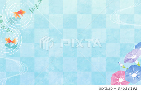 金魚と朝顔の夏の和風のベクターイラスト背景 87633192