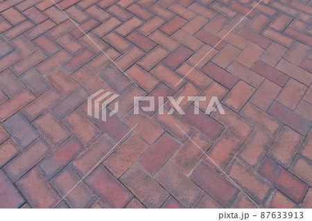 the Orange bricks pattern texture floor, Herringbone Brick Pavers 87633913