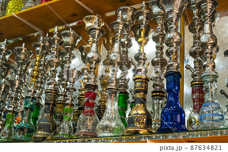Various Hookahs or shisha in Souvenir Shop Various Hookahs or shisha in Souvenir Shop 87634821