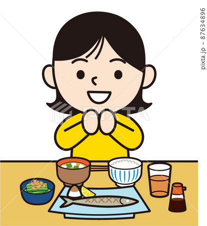 バランスの良い食事をする女性 バランスの良い食事をする女性 87634896