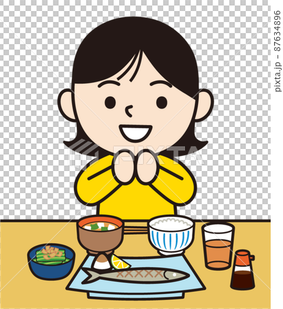 バランスの良い食事をする女性 バランスの良い食事をする女性 87634896