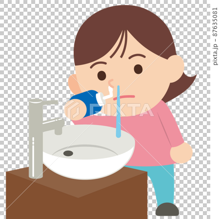 Woman with nasal irrigation, no main line 87635081