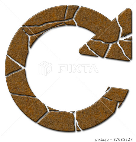 3D render of  metallic symbol with cracks 87635227