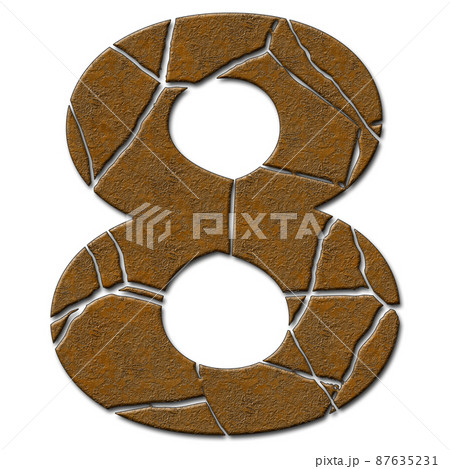 3D render of  metallic number with cracks 87635231