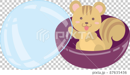 ガチャポンカプセルに入ったリス_カプセル半開き 87635436
