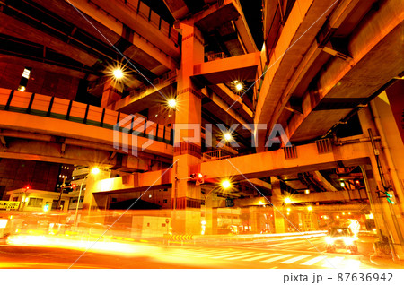 首都高速道路  箱崎ジャンクションの夜景 87636942