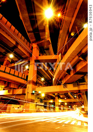 首都高速道路  箱崎ジャンクションの夜景 87636943