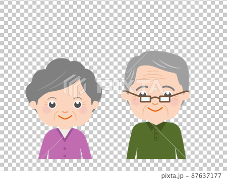 Smiley senior couple upper body 87637177