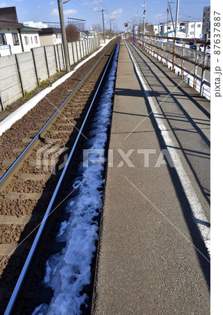 早春の北海道北斗市で道南いさりび鉄道東久根別駅の風景を撮影 早春の北海道北斗市で道南いさりび鉄道東久根別駅の風景を撮影 87637887