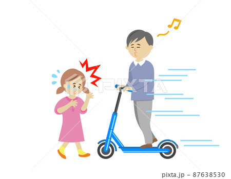 乱暴な電動キックボードの運転イラストイメージ 乱暴な電動キックボードの運転イラストイメージ 87638530