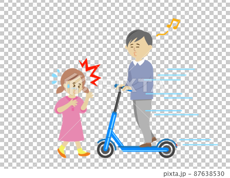 乱暴な電動キックボードの運転イラストイメージ 乱暴な電動キックボードの運転イラストイメージ 87638530