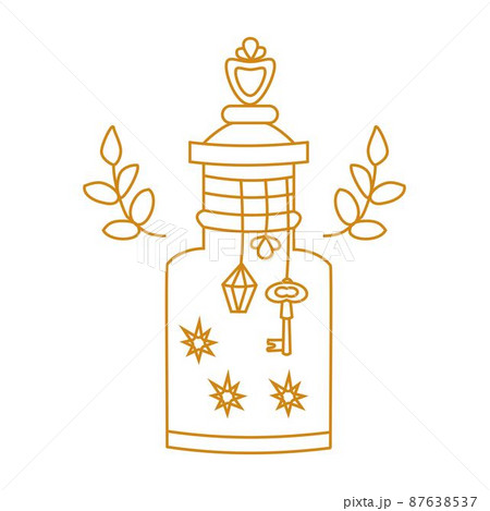 Magical poison with stars Outline illustration 87638537