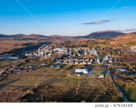 Aerial view of Glenties in County Donegal, Ireland 87638588