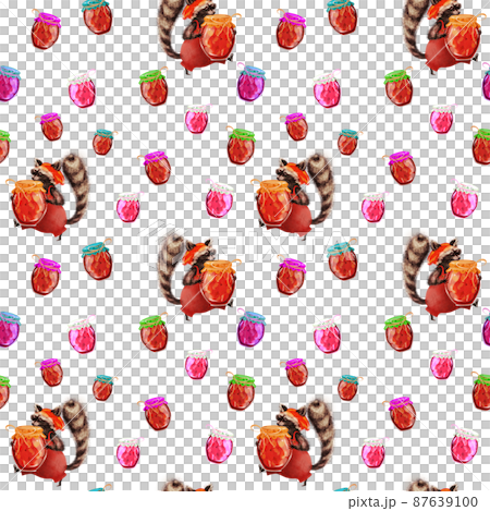 Pattern with raccoon and jam 87639100