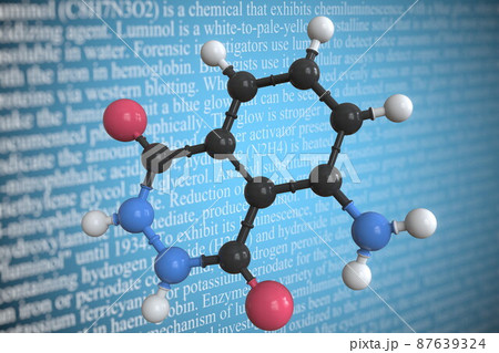 Molecular model of luminol, 3D rendering 87639324