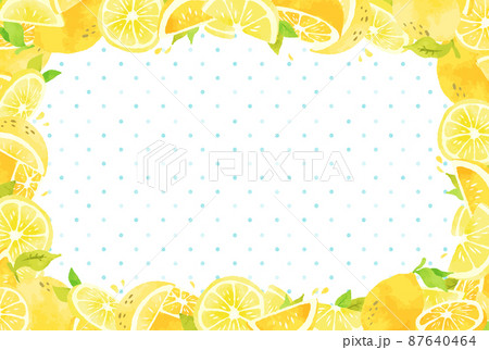 かわいい手描きのレモンのフレーム素材 87640464