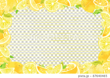 優しい手描きのレモンのフレーム素材 87640465