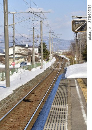 早春の北海道北斗市で道南いさりび鉄道清川口駅の風景を撮影 早春の北海道北斗市で道南いさりび鉄道清川口駅の風景を撮影 87640556