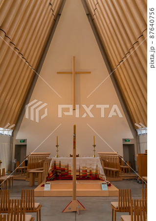 ニュージーランド クライストチャーチ・トランジショナル大聖堂、通称紙の教会の聖堂内 ニュージーランド クライストチャーチ・トランジショナル大聖堂、通称紙の教会の聖堂内 87640756