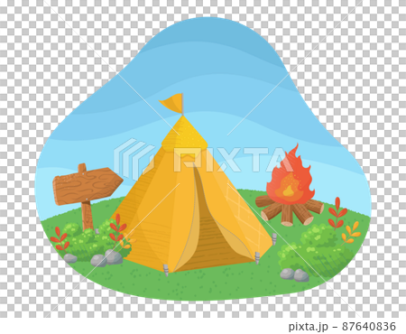 野營插畫素材景觀剪報休閒戶外插畫矢量插畫 87640836